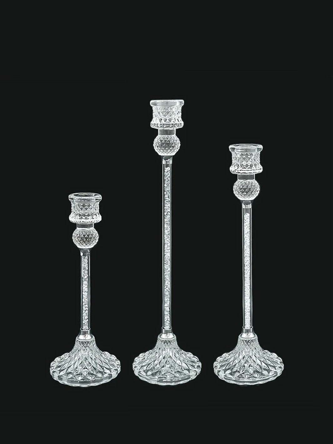 Elegant Crystal like Candle Holders - Set of 3