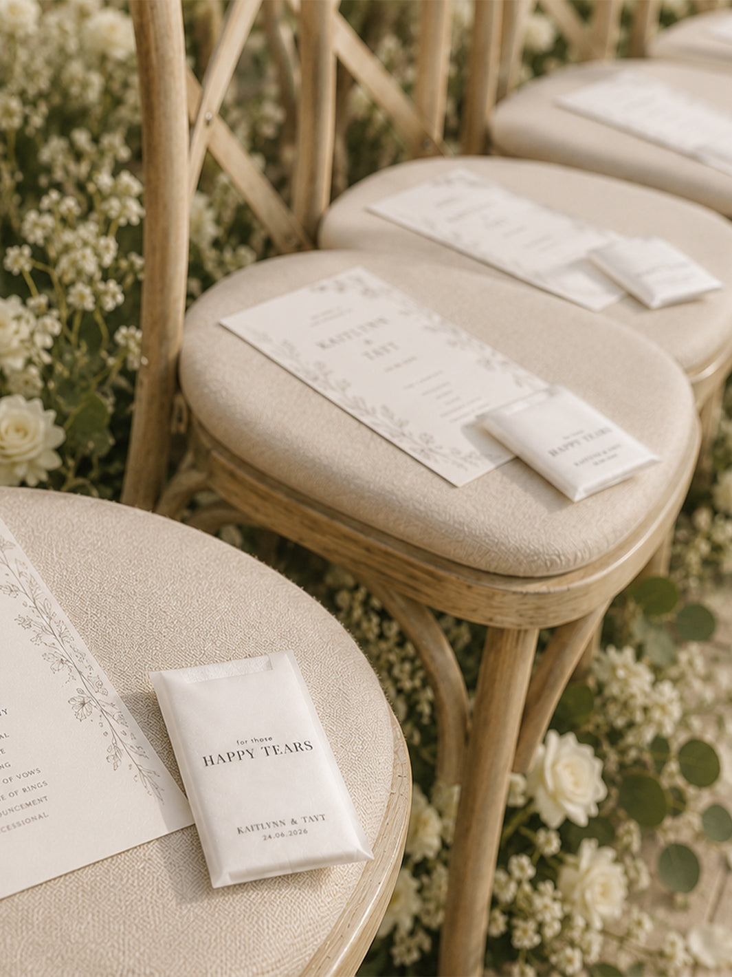 Personalised Happy Tears Wedding Tissue Packs - Pack of 10