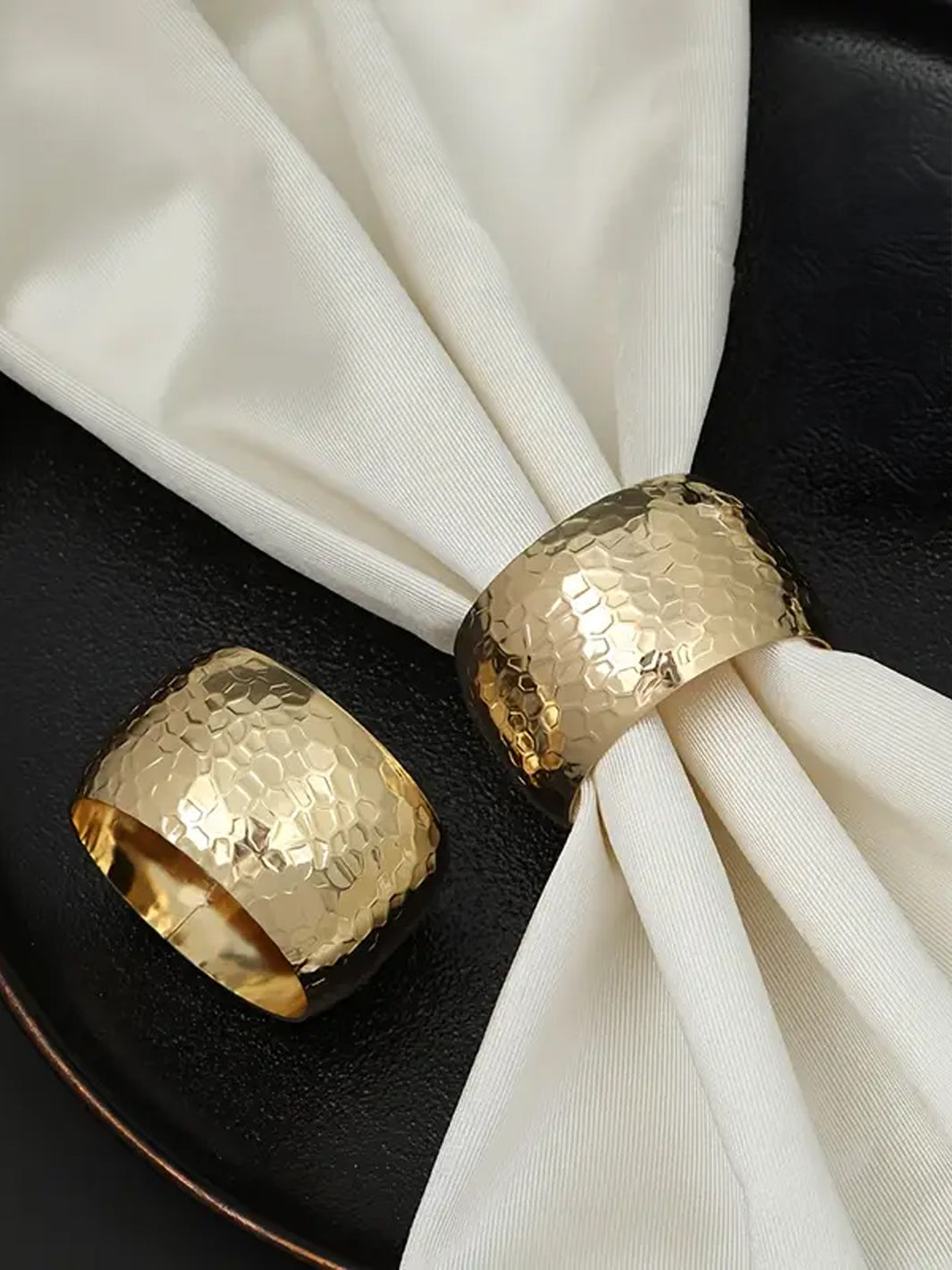 Gold Dimpled Napkin Ring - Set of 4