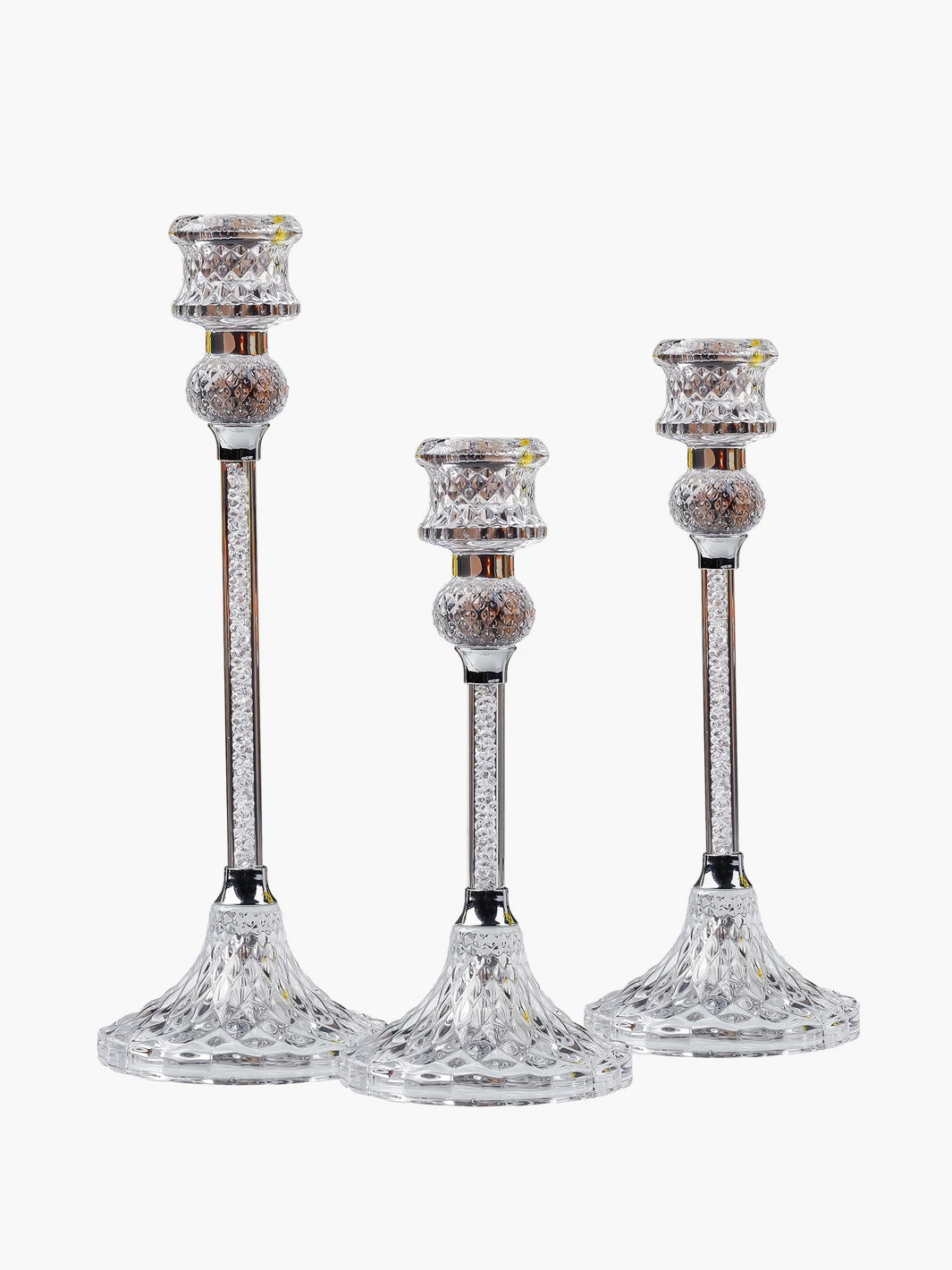 Elegant Crystal like Candle Holders - Set of 3