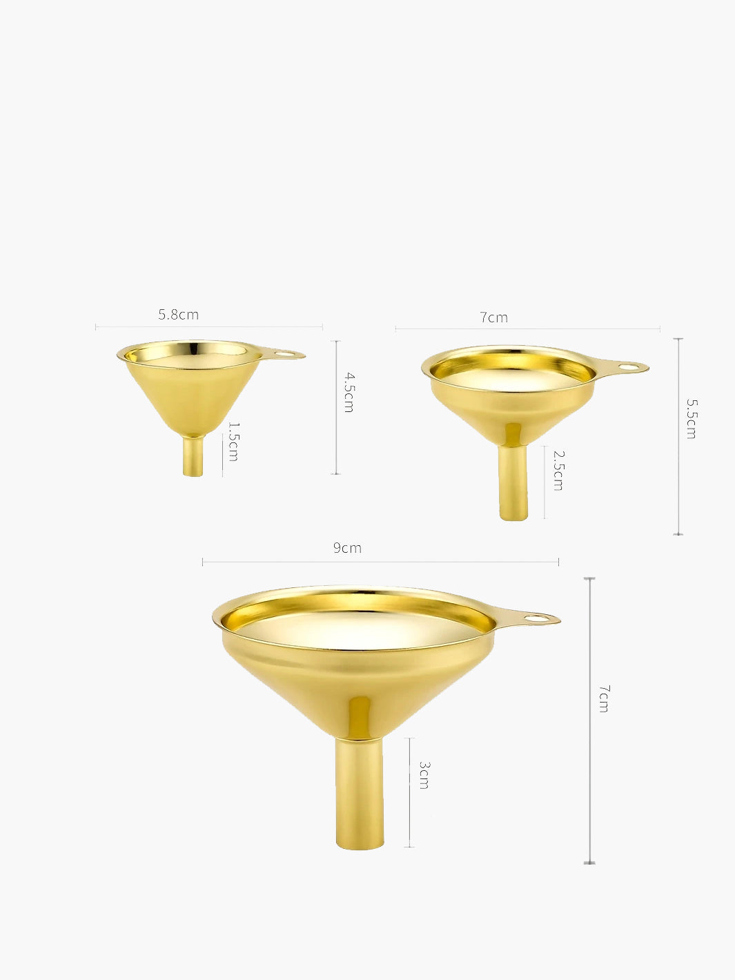 Gold-plated Stainless Steel Funnel Set