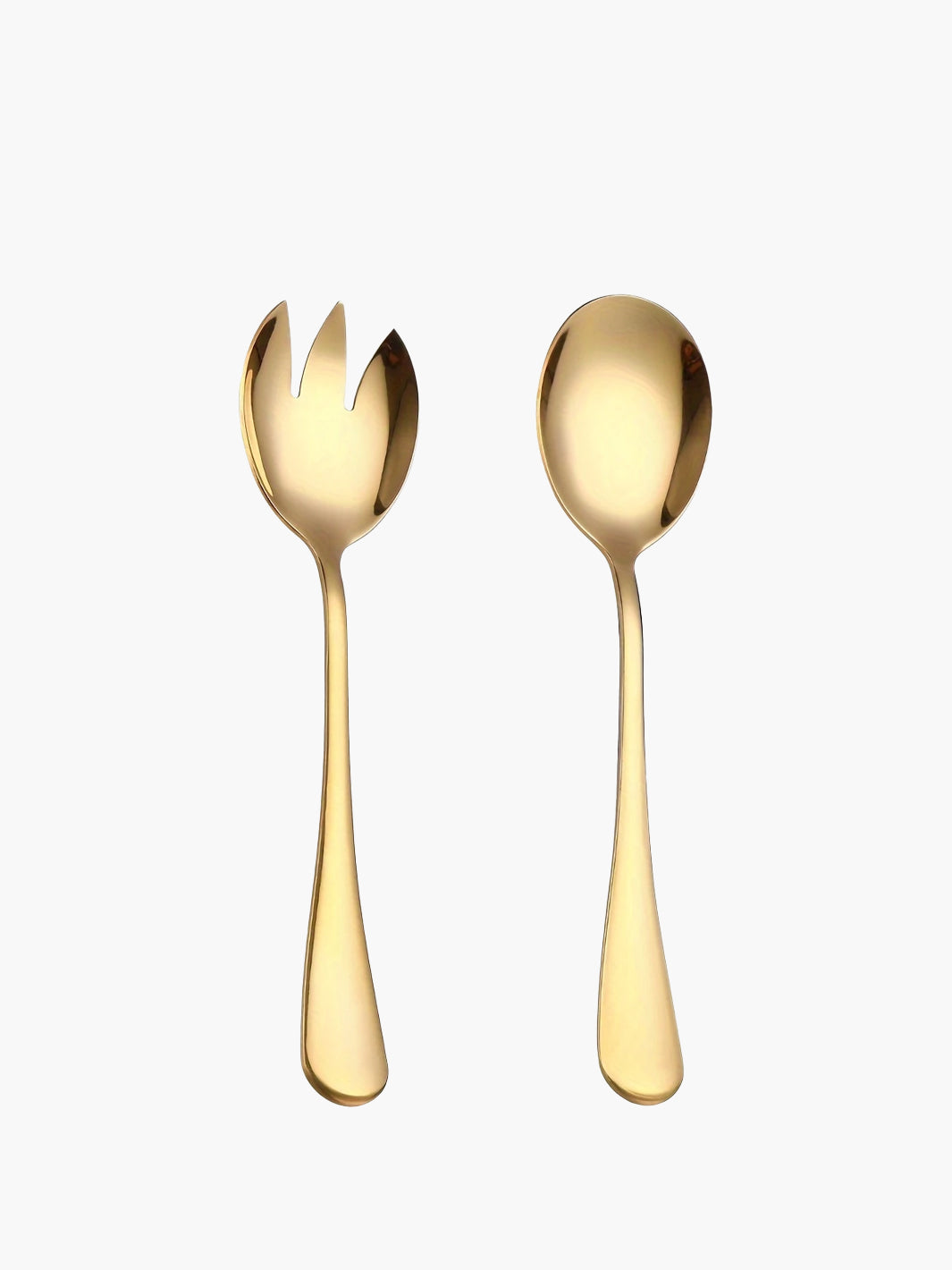 Gold-Plated Stainless Steel Salad Spoon and Fork
