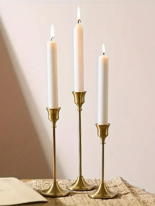 Antique Brass Candle Holder - Set of 3