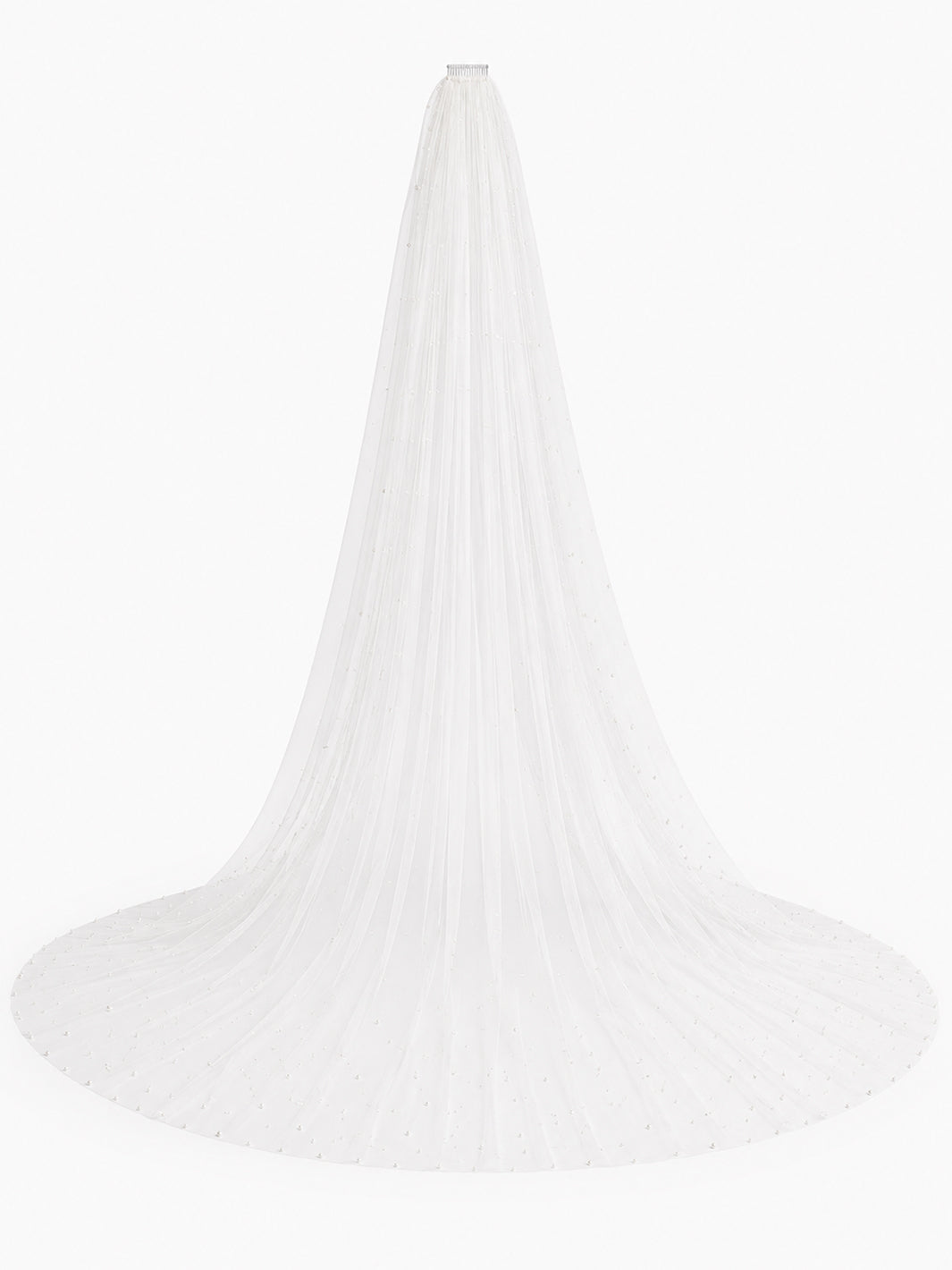 Pearl Cathedral Wedding Veil with Comb – 3m