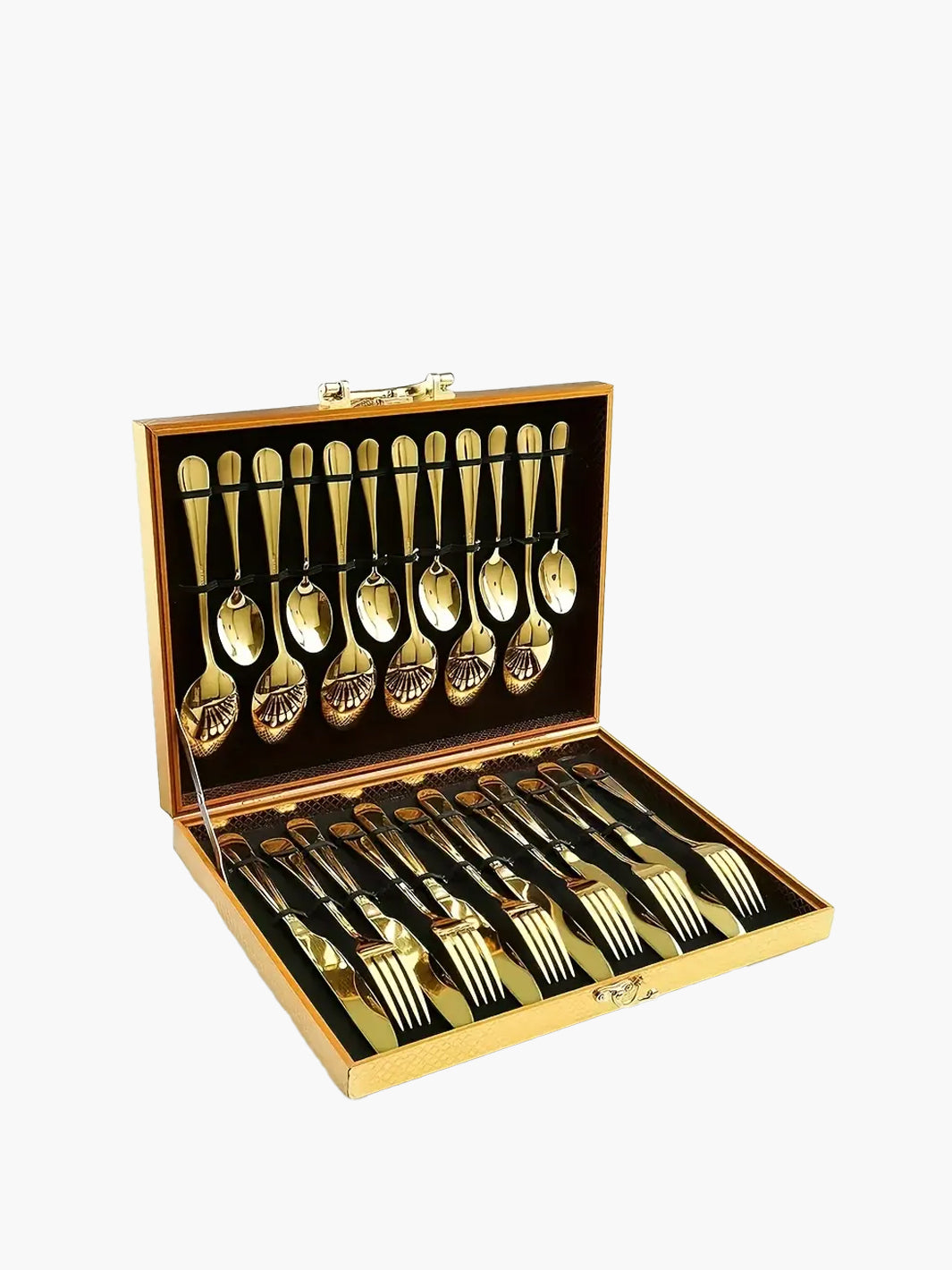 Stainless Steel Gold-Plated Cutlery Set of 24