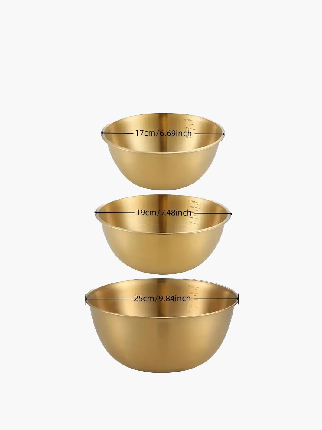 Golden Stainless Steel Mixing Bowls // Set of 3